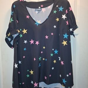 Star-Patterned Black Women's Top